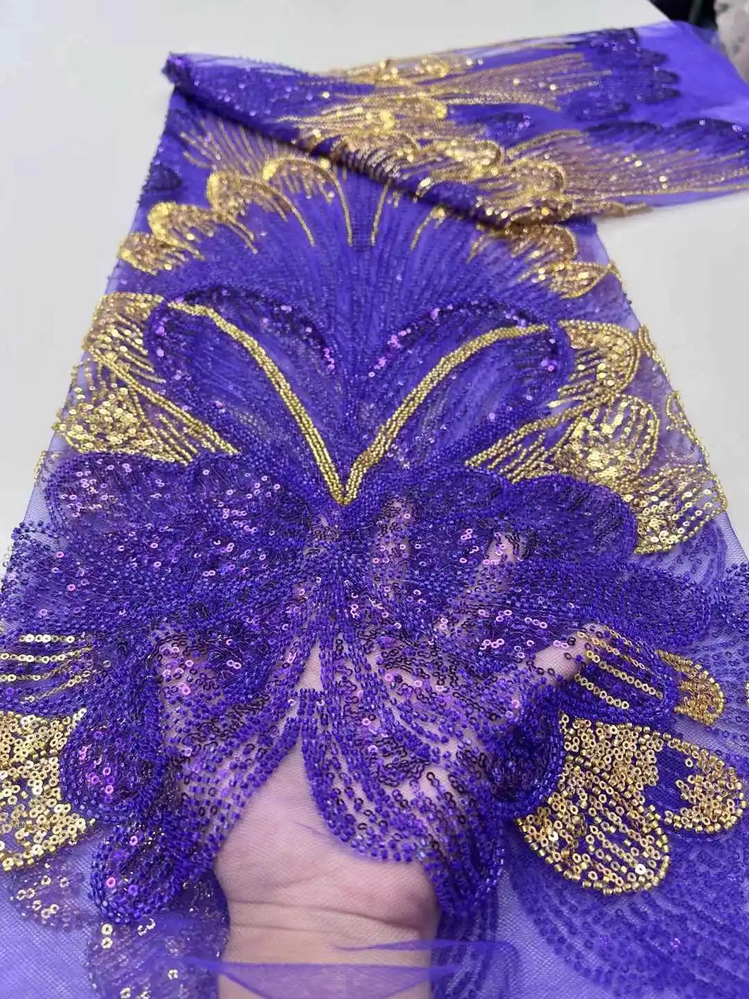 Tela de encaje de lentejuelas africanas 2025, tela de encaje pesado con cuentas francesas de alta calidad, Nigeria para vestido de fiesta nupcial