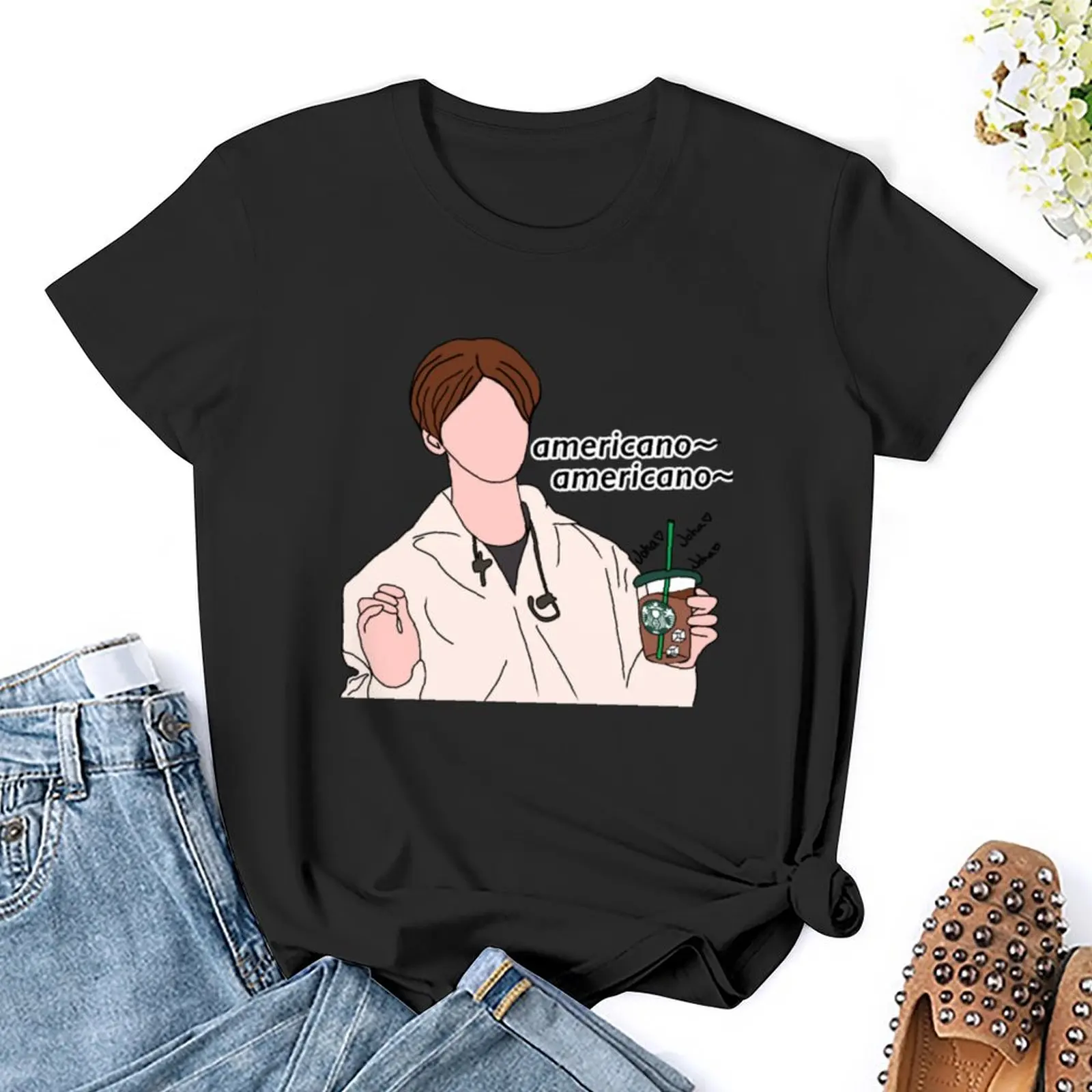 Hyunjin's Ice Americano T-Shirt cute clothes graphics plus size tops t shirts for Womens