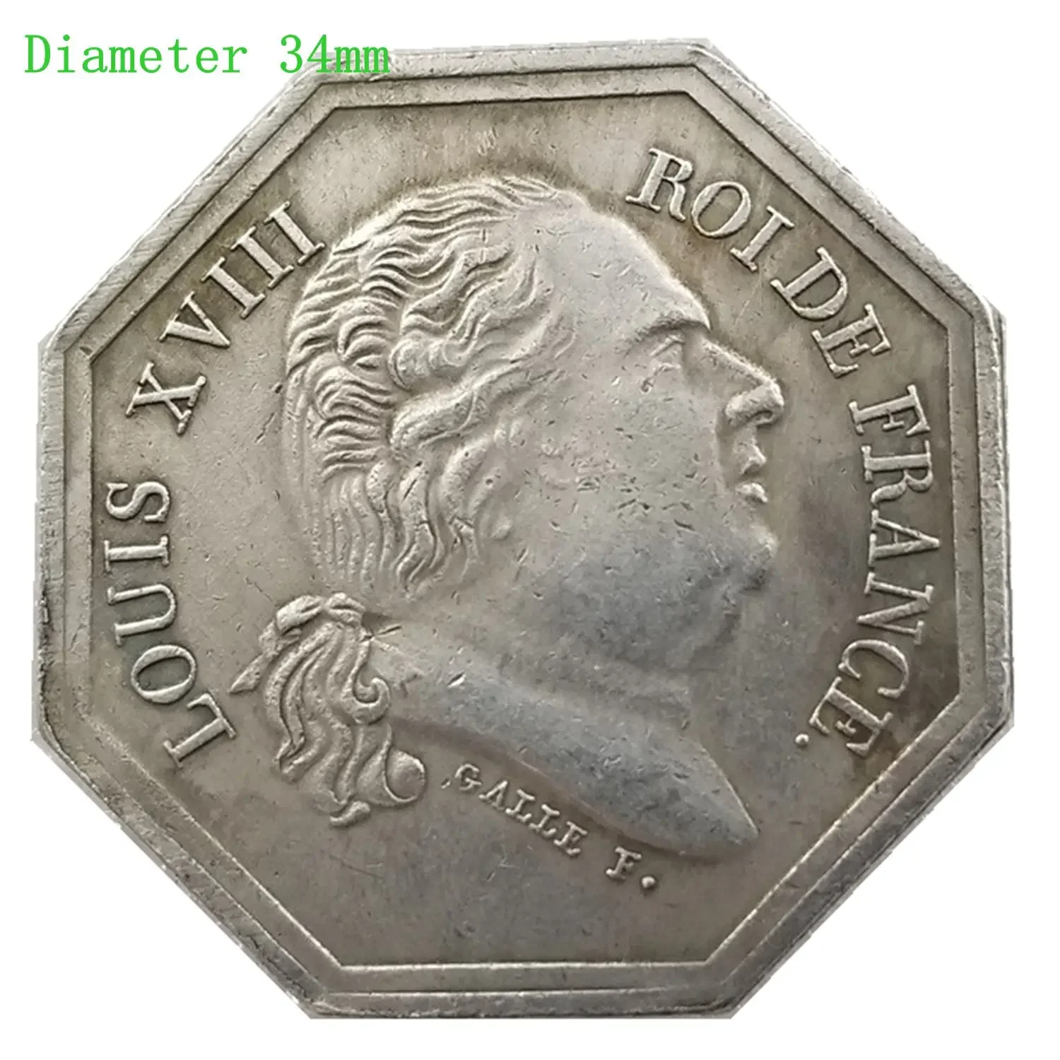 

French Octagonal Coin Louis XIII Copy Old Coin, Silver Dollar Collection Commemorative Decorative Coin