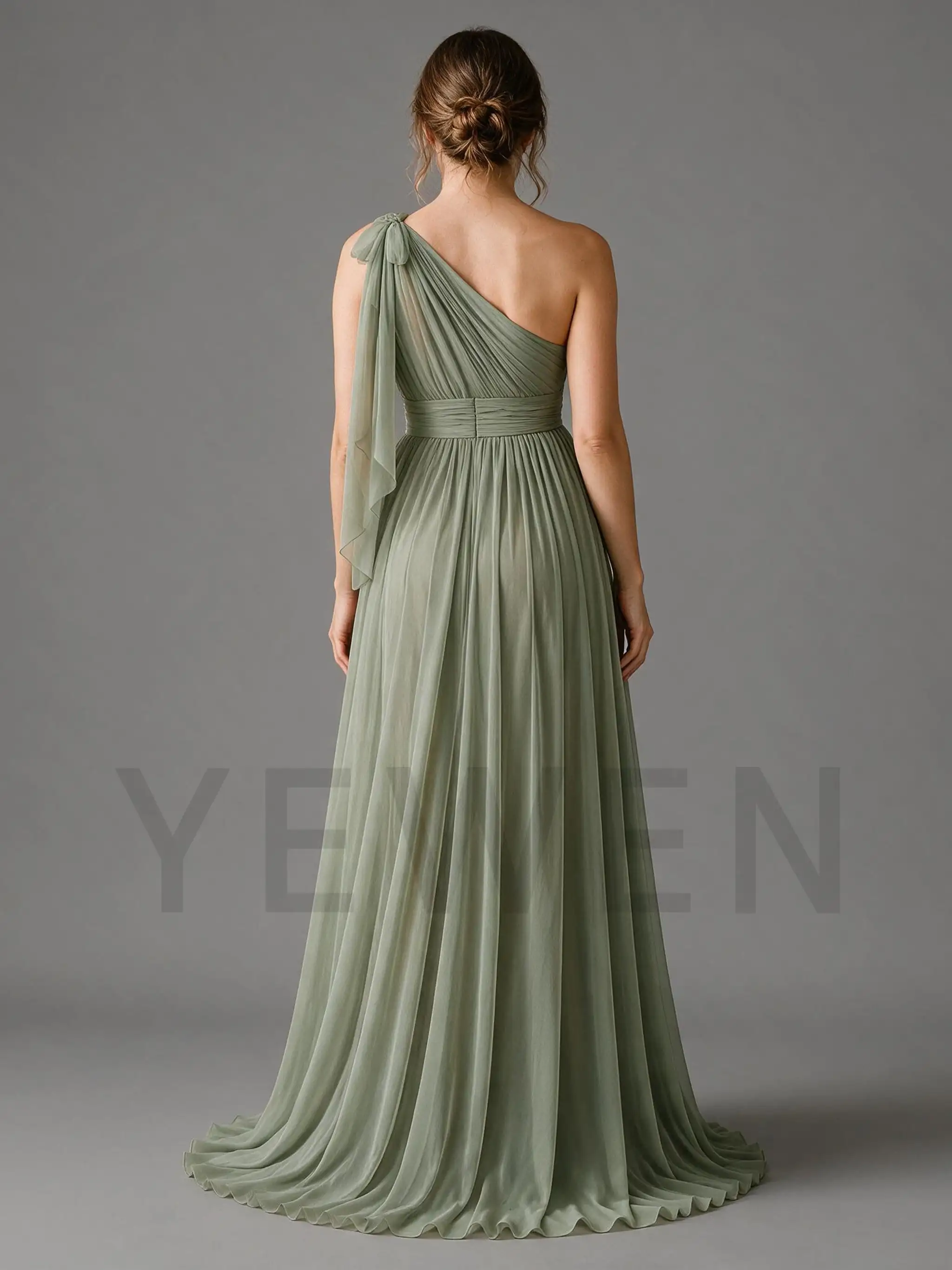 One Shoulder Chiffon Maternity Maxi Dress Baby Shower Photoshoot