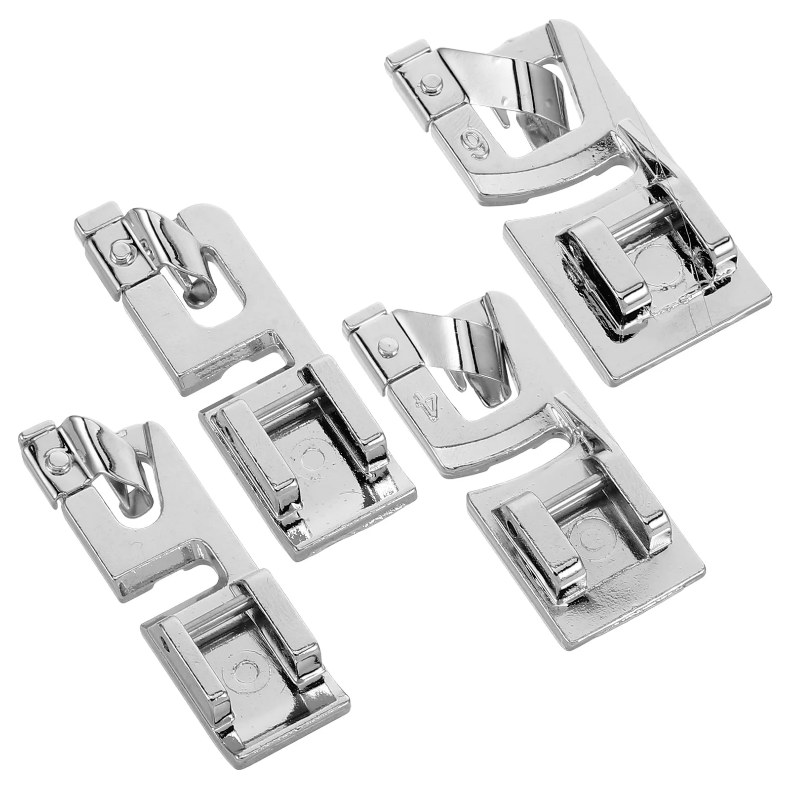 

4pcs Sewing Machine Presser Foot Set Adjustable For Invisible Zipper Knit Fabric Edging Rolling Guide Attachment Home Sewing