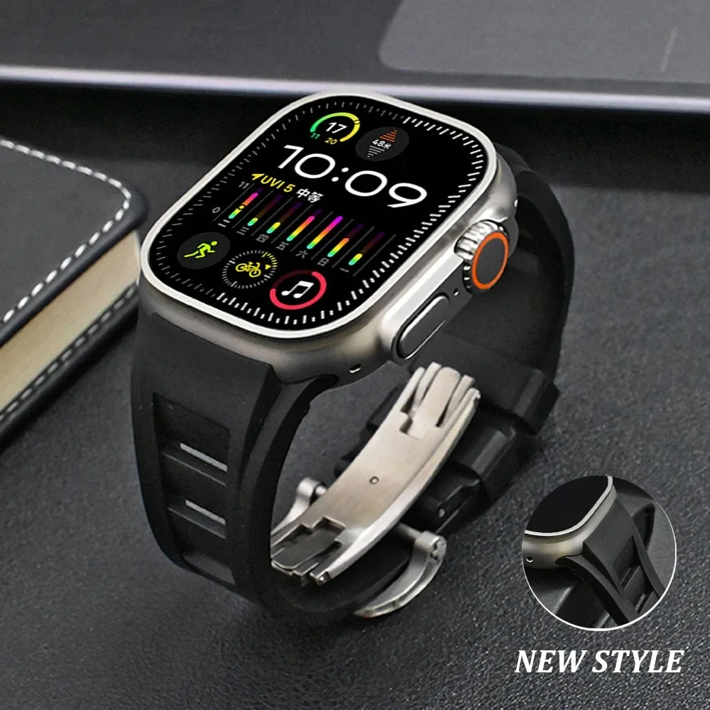Sport Gummis ch laufen armband für Apple Watch Ultra2 49mm Serie 9 8 7 45 44mm Correa Smart Watch