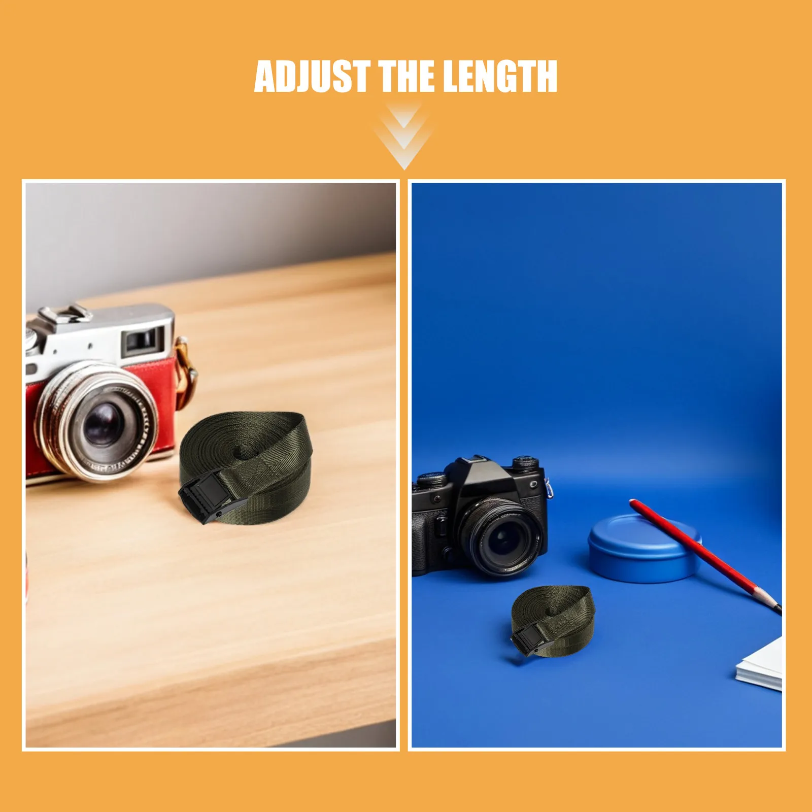 2Pcs Reusable Camera Bundling Belt Strong Fastener Adjustable Length for Dslr Mirrorless Cameras Camping Backpacking Picnic