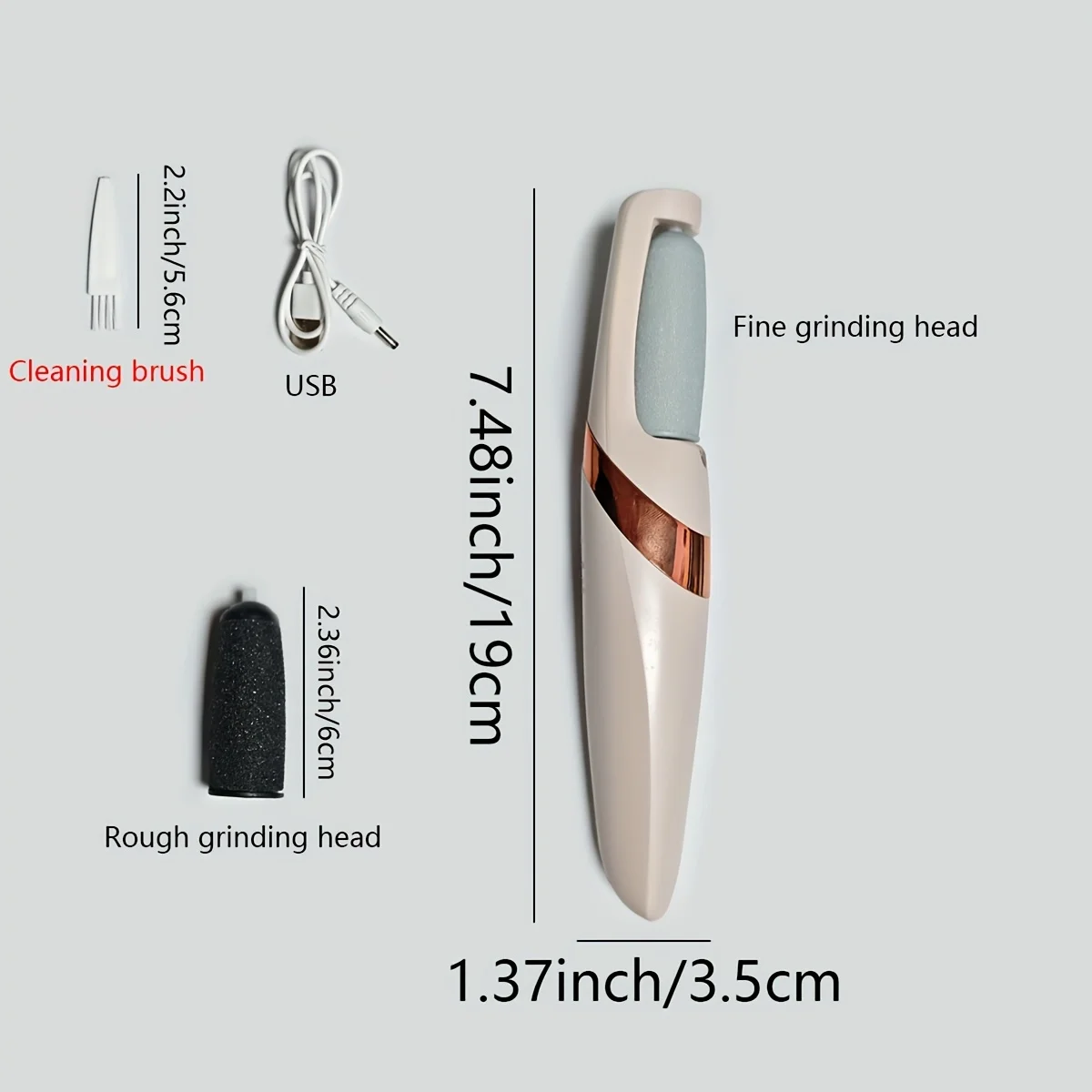 A Rechargeable Electric Foot Exfoliator Set — Professional Pedicure Machine Equipped with Two Types of Grinding Heads (Coarse and Fine), Foot Scrub Tool Set Includes Charging Cable and Cleaning Brush, Ideal for Removing Dead Skin at Home