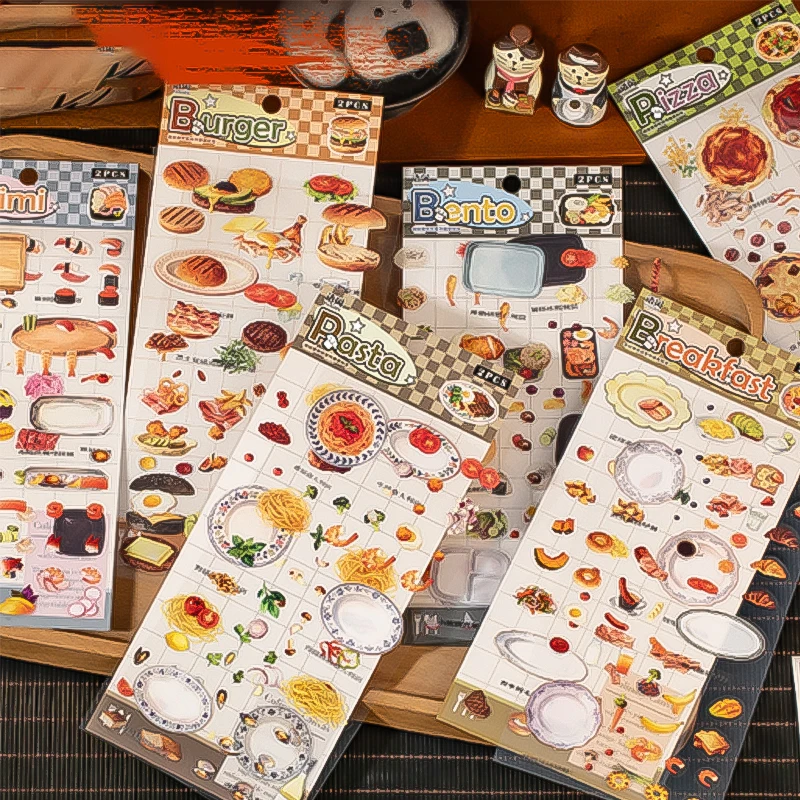 

Mr. Paper, 6 упаковок, красочные наклейки Bento-ПЭТ-диоорама, пищевая тема, химерный декор журнала, креативный материал для коллажа, альбом «сделай сам»