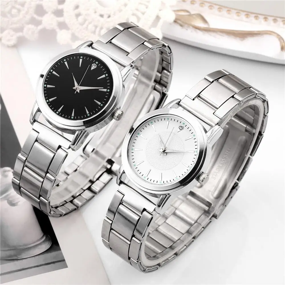 男性と女性のための発光クォーツ時計,有名なカップルのためのステンレス鋼のカジュアルな時計,新しいコレクション
