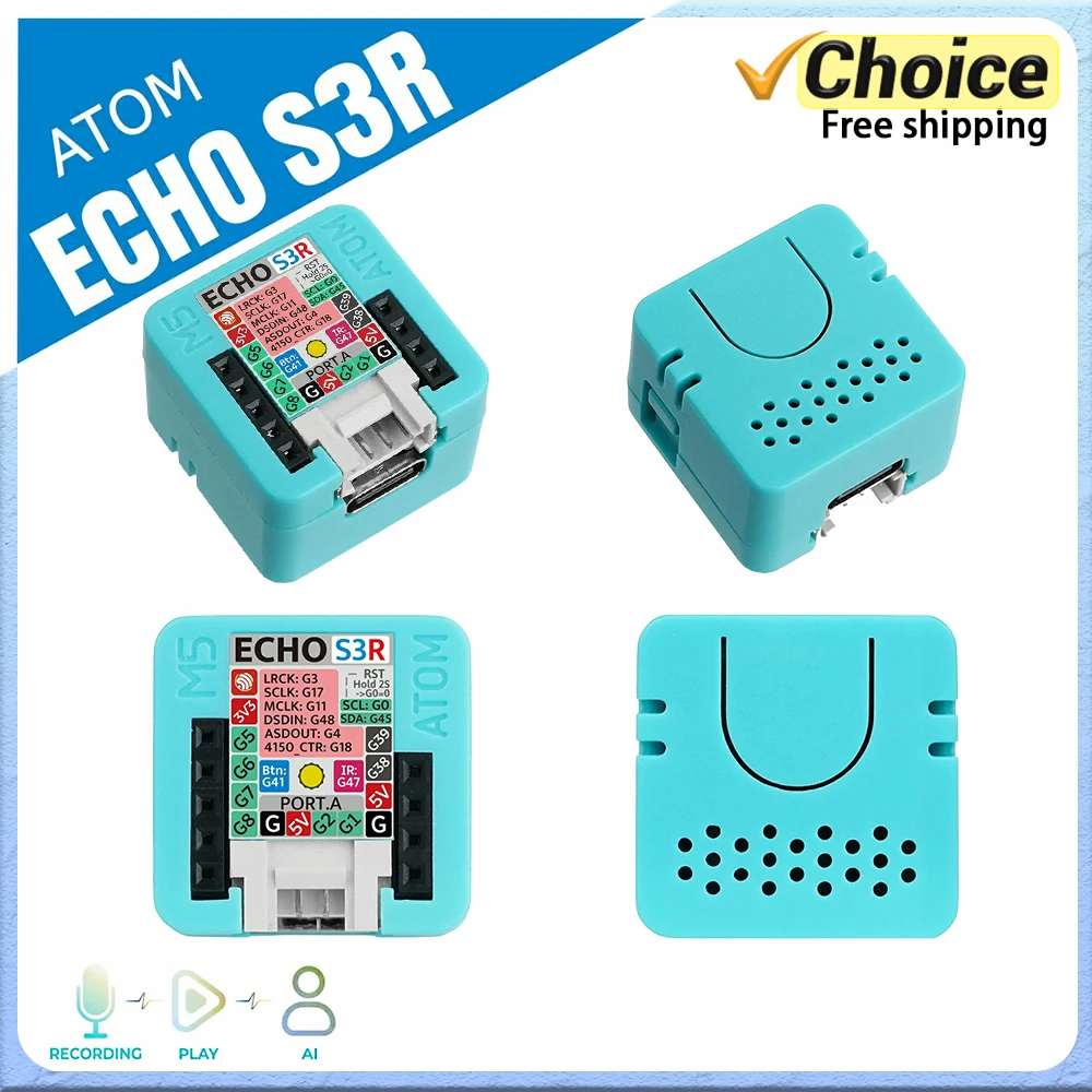 

Программируемый контроллер голосовой взаимодействия M5Stack Atom EchoS3R IoT для голосовых помощников с искусственным интеллектом и управлением умным домом