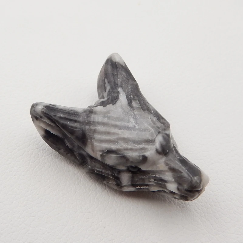 Carved Zebra Jasper Wolf Head fashion Pendant 24x16x9mm4.2g