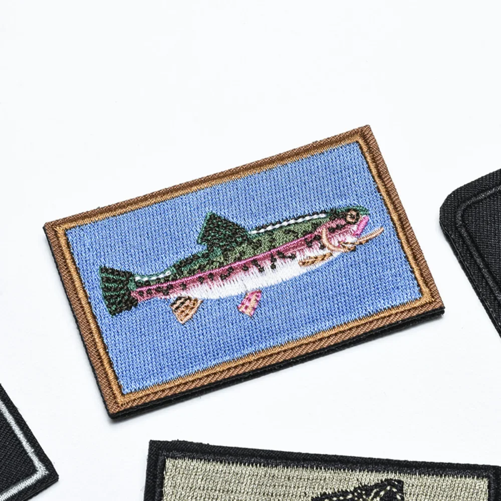 Fishbone Embroidery Patches Special Forces Stickers Military Tactical Hook Loop Badge Backpack Jacket Fashion Fishing Applique