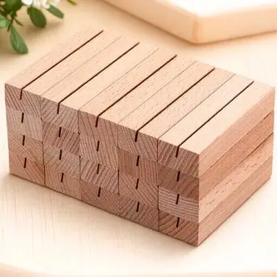 

20Pcs Wooden Base Place Card Holders Fine Craftsmanship Smooth Finish Stable Support for Photos Business Cards Postcards Display