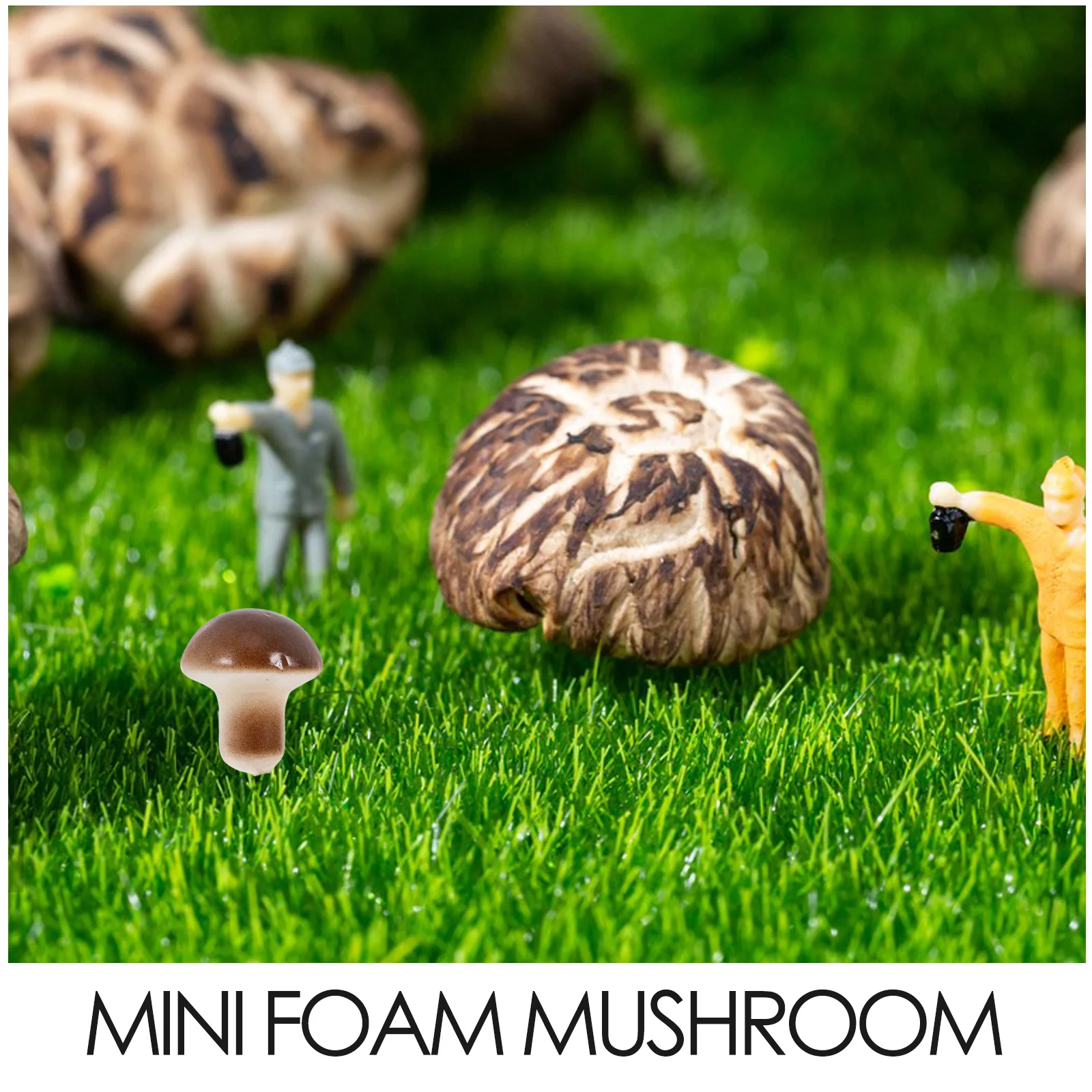 50pcs Mini Foam Mushroom Stake Plant Decor Artificial Toadstools Fairy Garden Stake Courtyard Mushroom Yard Decor Sculpture