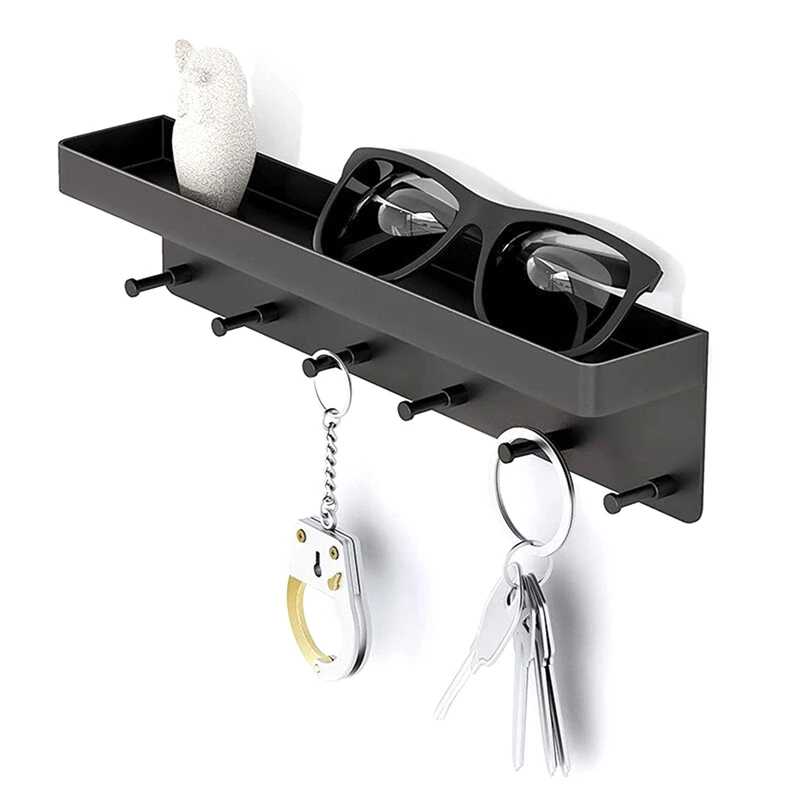 Wall-Mounted Shelf Sundries Organizer Hanging Storage Key Rack Stand Home Decorative Storing Hanger Key Towel Holder Key Board
