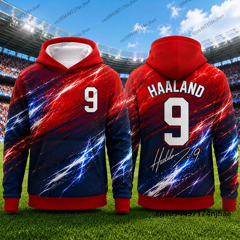 2026 Neue Spezial-Hoodies mit Haaland Nr. 9 Aufdruck für Männer und Frauen, Herbst, Langarm-Sportbekleidung, Fußball-Pullover, Sport-Oberteile für Kinder – Detail 8