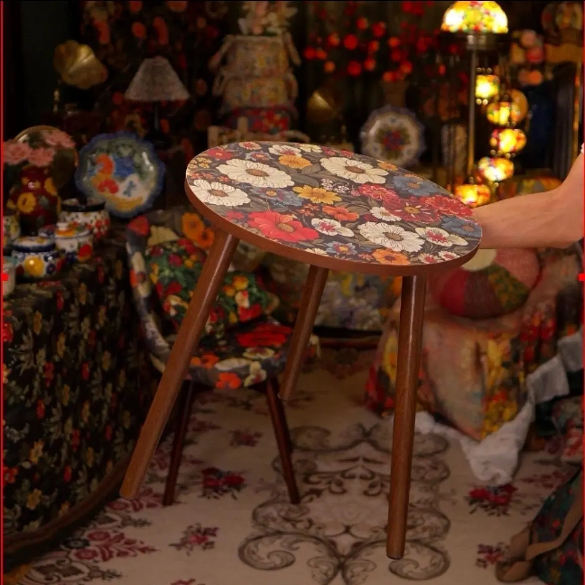 Mandala Coffee Table Removable Mini Desk Wooden Coffee Side Table Living Room Furniture Sofa Bedside Round Table Bedroom Home