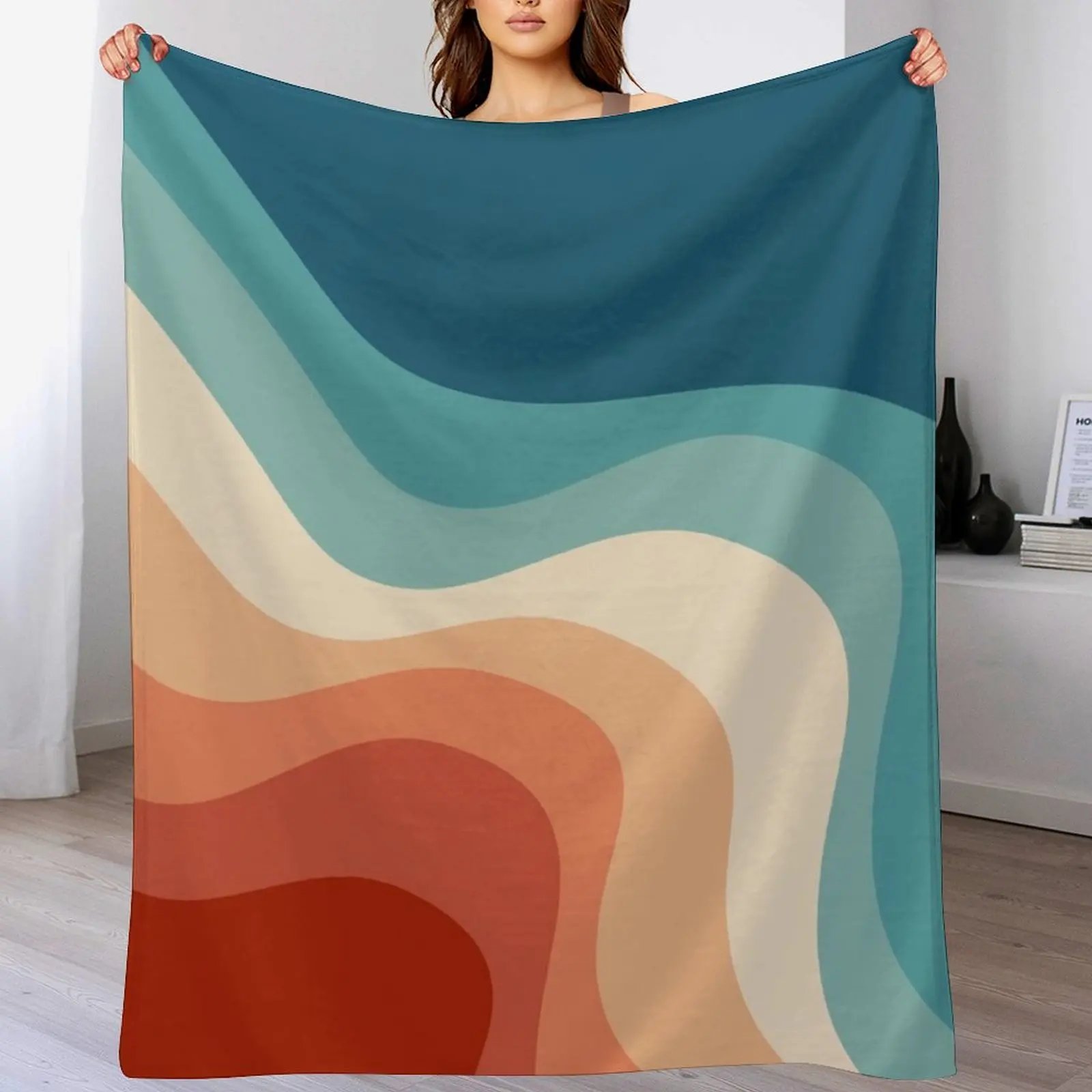 Retro style waves Throw Blanket For Sofa Thin Thin Quilt Bed Fashionable Blankets