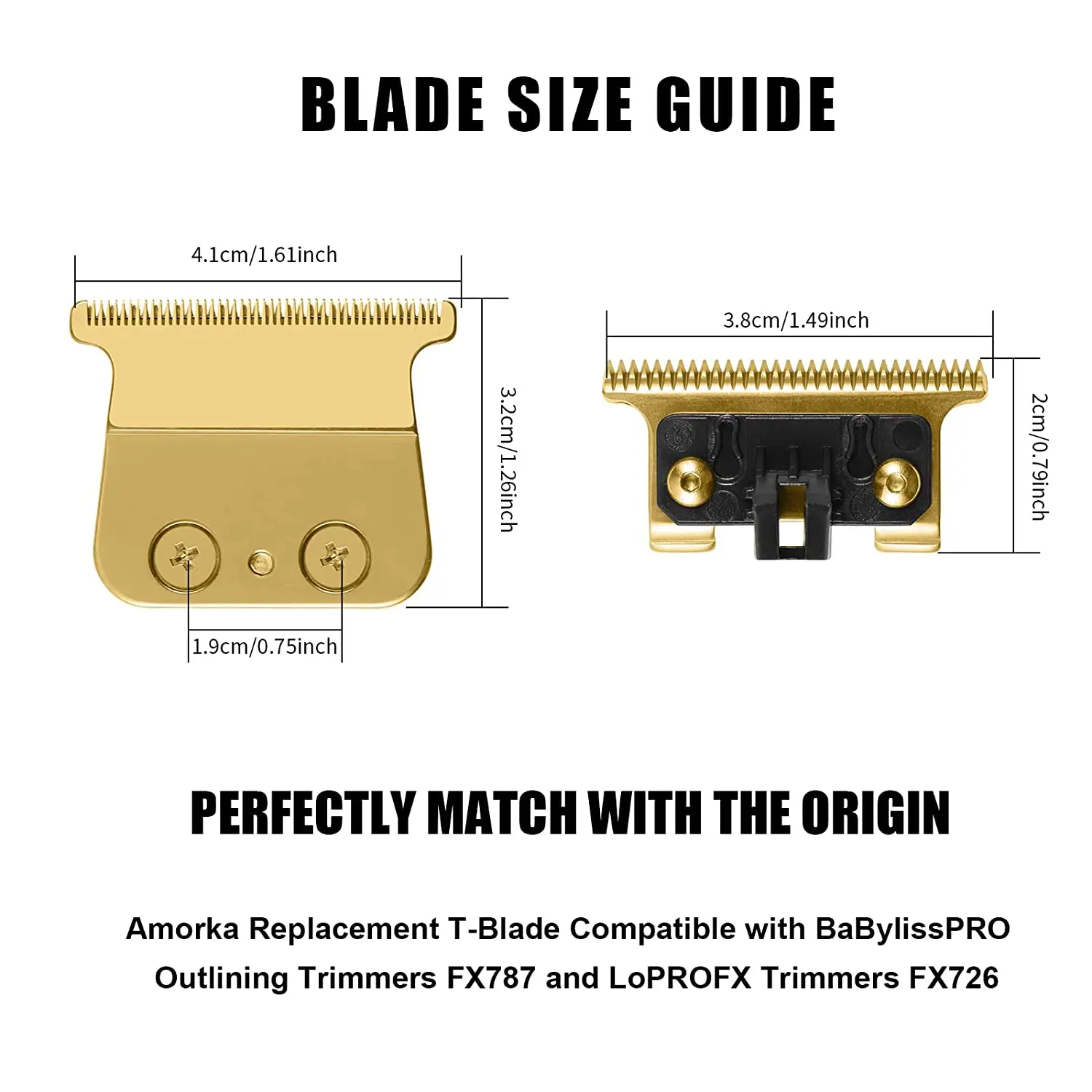 Professional Replacement Titanium Blade set for BaBylissPRO Barberology FX787 and FX726,Fits All FX787 and FX726 Models ,Gold