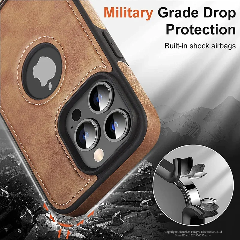 Leather Kickstand Phone Cases for iPhone 15 13 Pro Max 14 Plus 12 11 Mobile Case Shockproof Flexible Soft Grip Luxury Back Cover