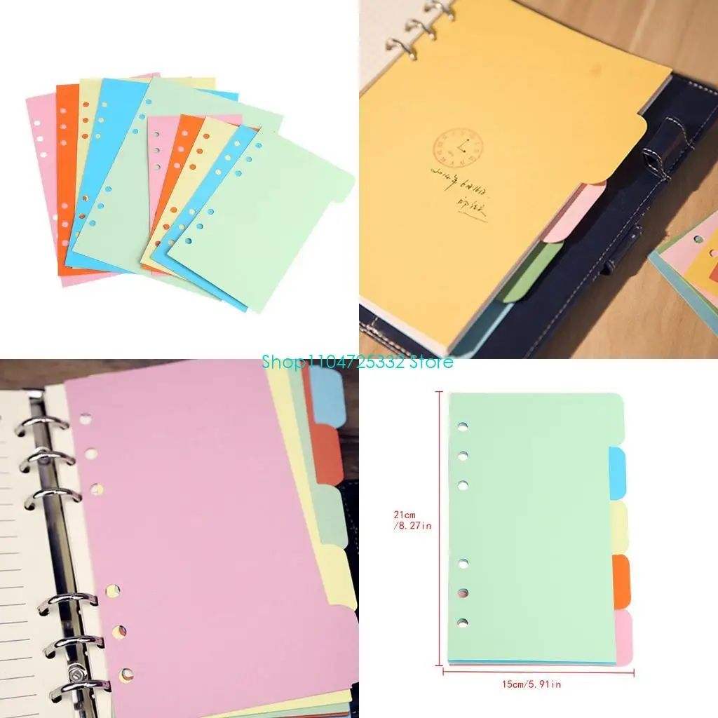 

P5EA 5 шт. сменные блоки с 6 отверстиями, пустая цветная бумага для тетради с вкладышами