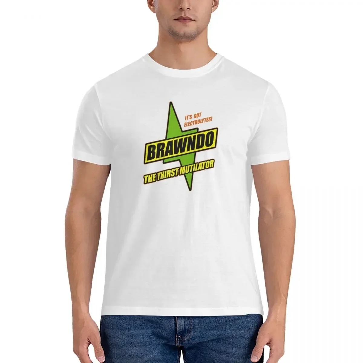 

Футболка Brawndo из 100% хлопка, классическая футболка большого размера унисекс, мужские летние рубашки с круглым вырезом, топы, S-6XL