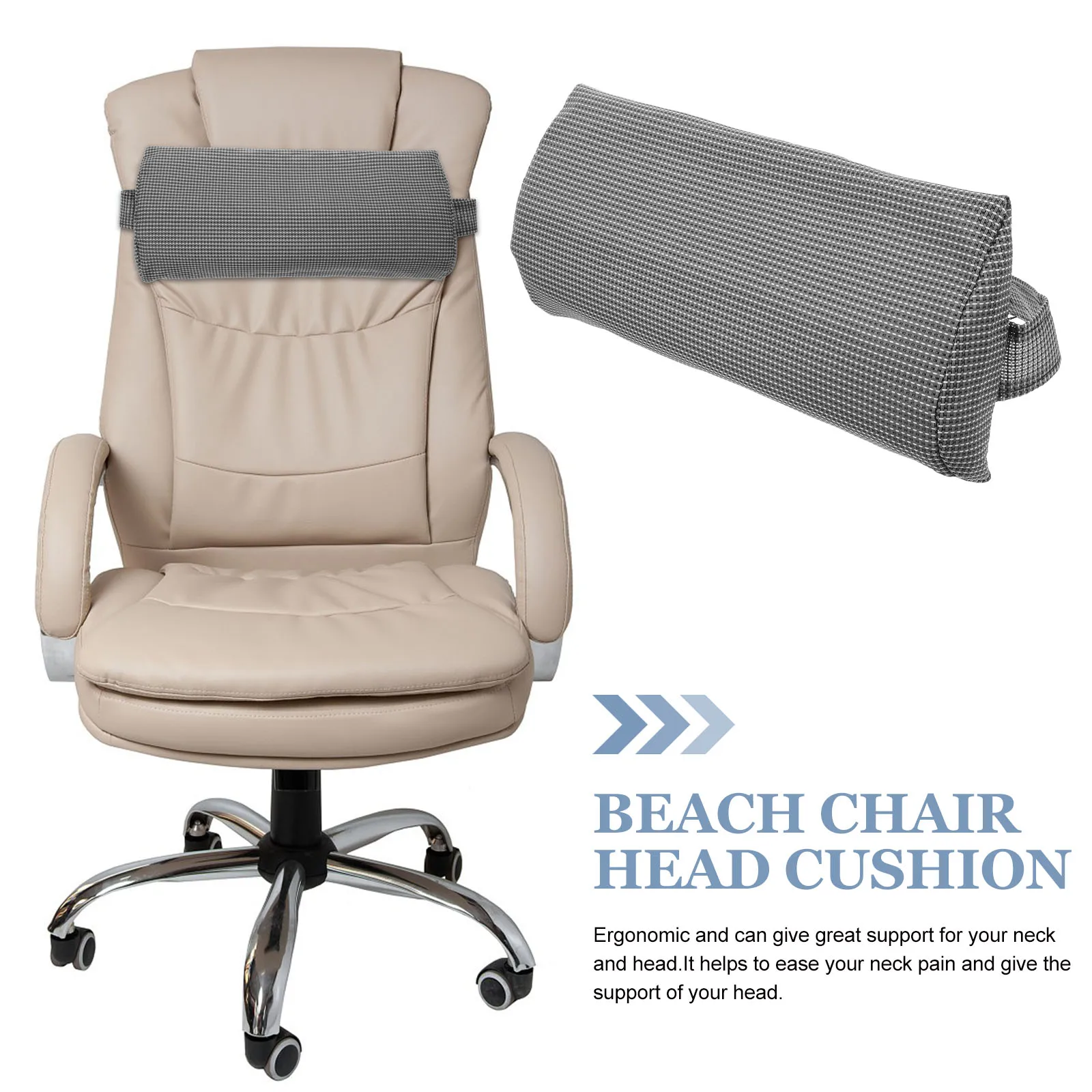 

Universal Elastic Straps Soft Sponge Cloth Neck Support Pillow for Lounge Chair Headrest Accessory Furniture