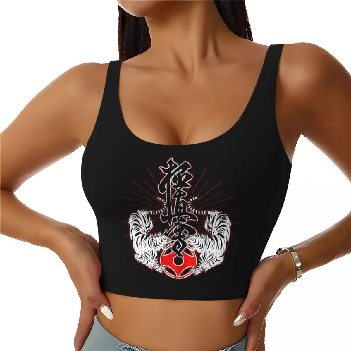 Custom Tigers Kyokushin Karate Workout Crop Tank Tops for Women Martial Arts Running Sports Bras