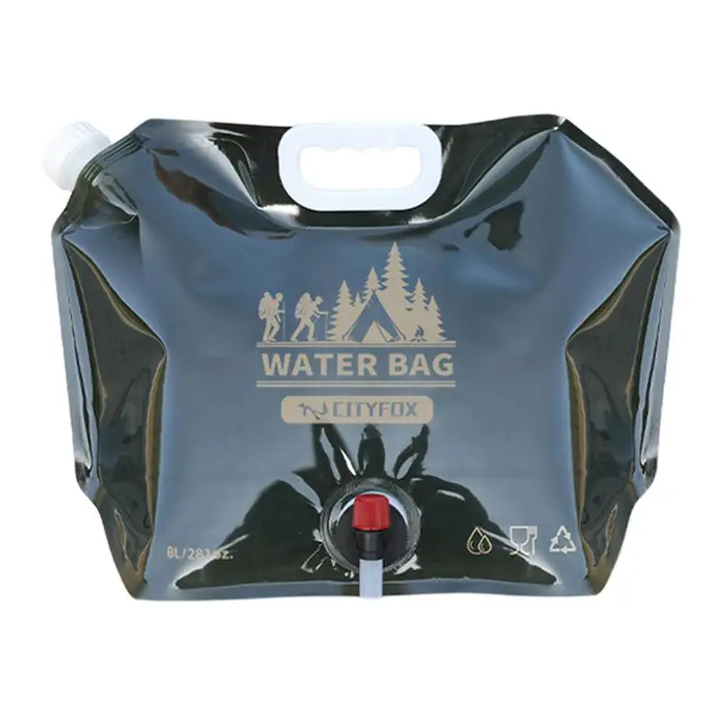 Imagem -06 - Bolsa de Água Portátil com Torneira para Acampar Recipiente de Água Dobrável Bolsa Dobrável com Alça Suprimentos para Camping 8l