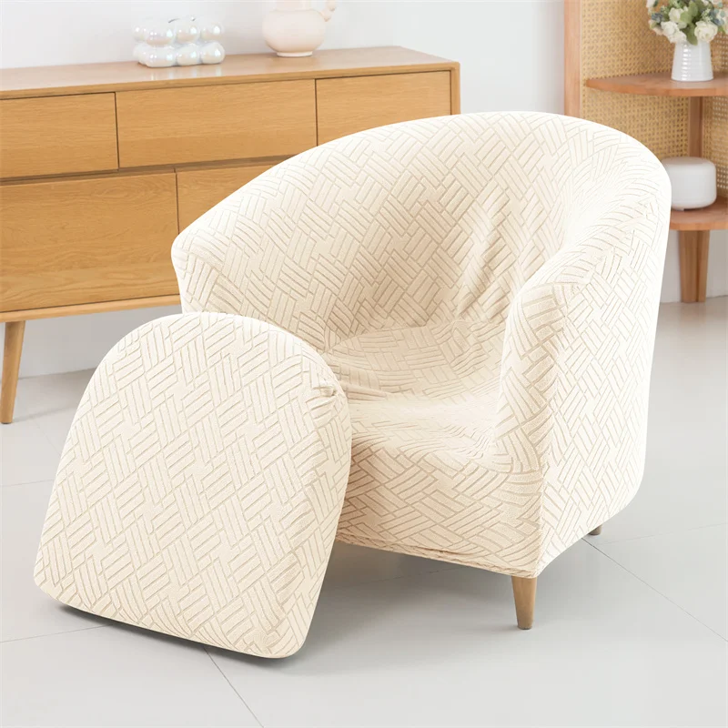 2 teile/satz Jacquard Club Tub Stuhl Abdeckung mit Kissen Abdeckung Elastische Sessel Schonbezug Rutschfeste Couch Abdeckung Möbel Schutz – Detail 7
