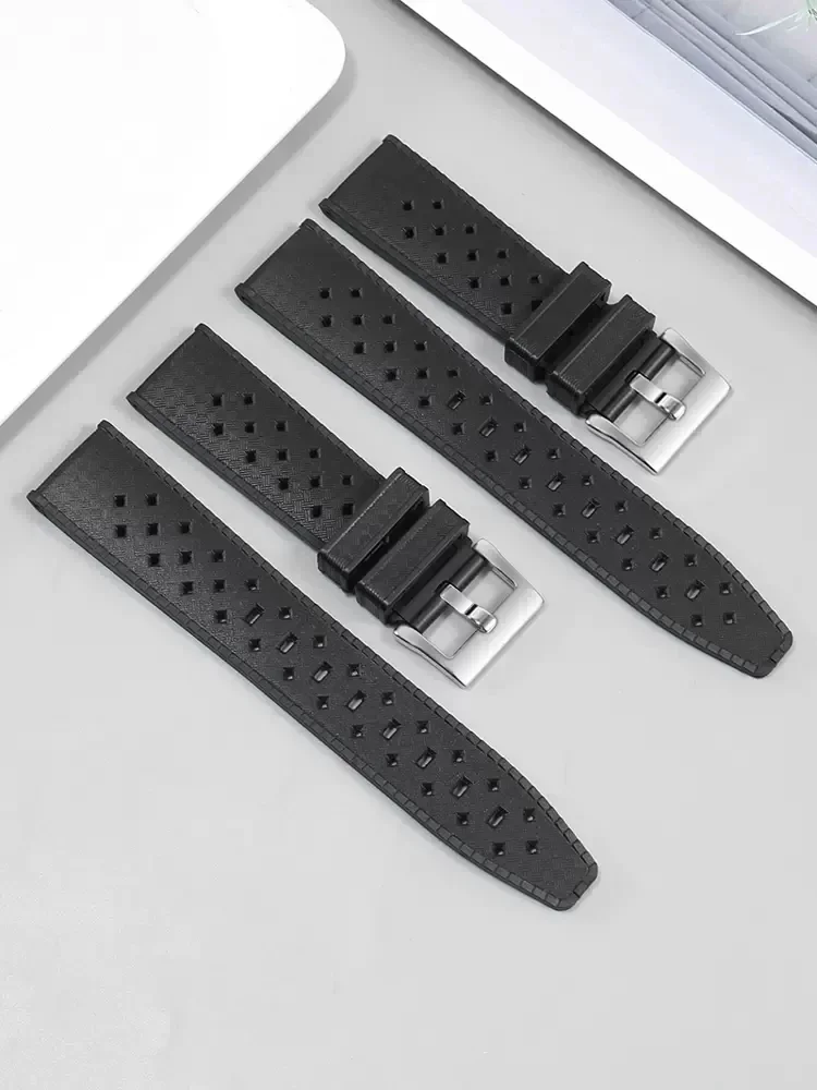 20mm Watch Strap For Blancpain Fifty Fathoms Barakuda Soft Tropical Silicone Rubber Band Breathable Unieversal Watch Bracelet