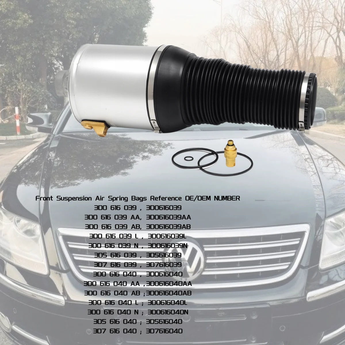 2 x PCS 3D0616040 3D0616039 VW Phaeton Bentley Spur Front Air Shock Bag Suspension Air Spring Air Ride Air Strut