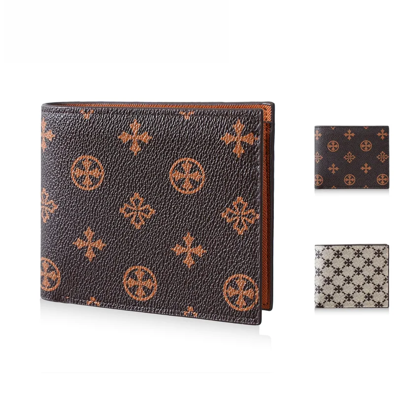 1Pcs-Baellerry Men's Vintage Floral Short Wallet, Classic Pattern Pu Leather Ultra-Thin , Business Commuter Wallet