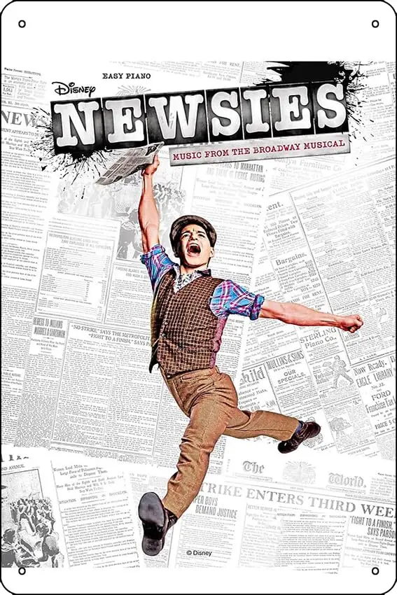 Newsies Broadway Musical Poster Metal Tin Sign 12 X 8 Inch Funny Man Cave Home Office Bar Decor