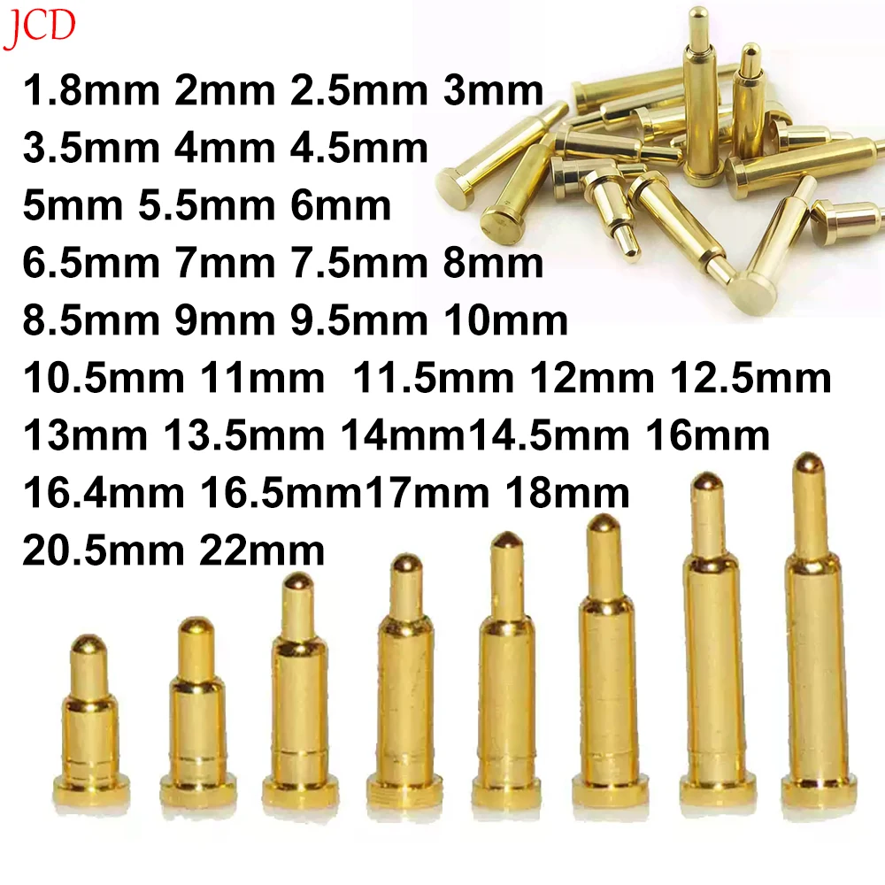 JCD 5PCS Battery Spring Loaded Pogo Pin Connector SMD Needle PCB Height 2 3 4 5 6 7 8 9 10 11 12 13 14 16 17 18 22 MM Test Probe