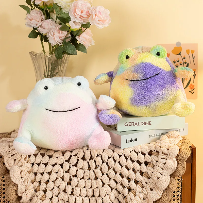 

Soft Colorful Frog Plush Toys Smile Ricky Rain Frog Stuffed Animal Plushie Doll Kids Gift Room Decoration Photo Props