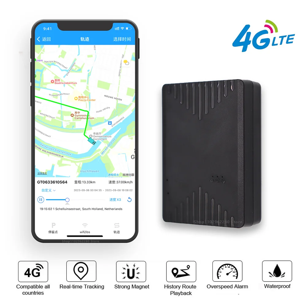 

GPS Tracker 4G Portable GPS Via Satellite Positioning Tracker Real Time GPS Mini Locator Long Distance Tracking Device Car Alarm