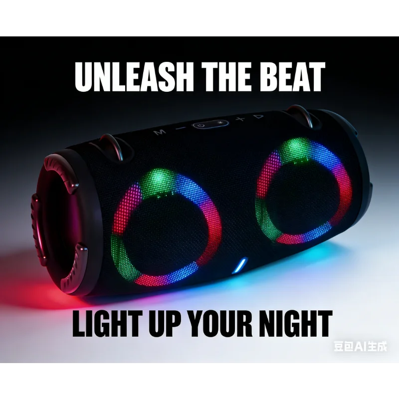 

Портативная Bluetooth-колонка RGB 360 ° Стереозвук, длительное время работы от аккумулятора, прочный дизайн для кемпинга, пляжа и вечеринок