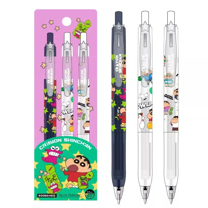 

Crayon Shin-Chan Retractable Gel Pens, 3-Pack, 0.5mm Fine Tip, Black Ink, Smooth Writing, Cute Cartoon Anime Style Signature Pens, Suitable for Student Stationery, Note-Taking, Journaling, and Writing, an Excellent Gift for Children and Teenagers, Both Bo