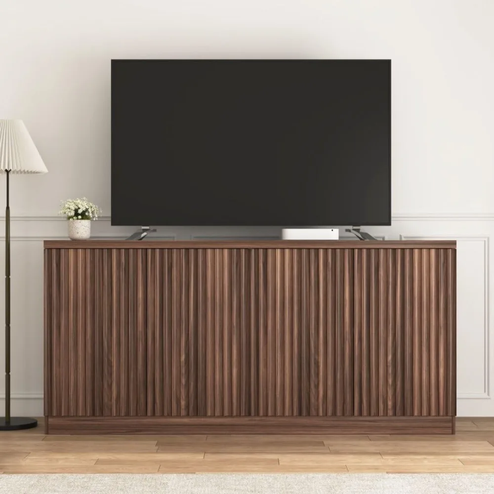 خزانة جانبية مع 4 أبواب وأرفف قابلة للتعديل، خزانة بوفيه كبيرة جدًا، خزائن وحدة تحكم حديثة من Credenza Accent #6