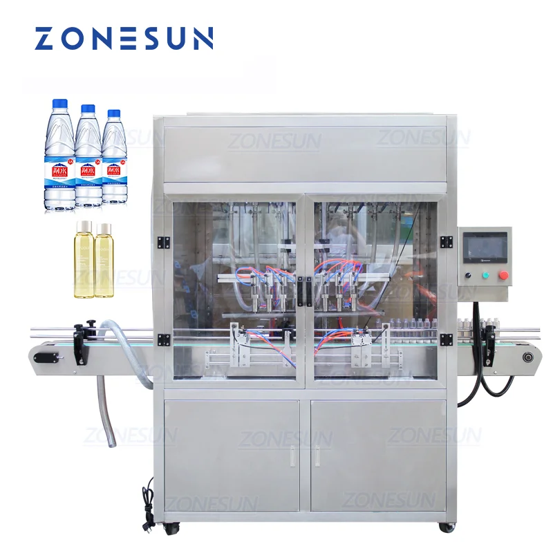 ZONESUN-Machine de Remplissage d'Emballage existent à Grande Vitesse, Ligne de Production de Boissons, sexuellement, Huile, Eau, Lait, Huile, Miel, 8 Têtes