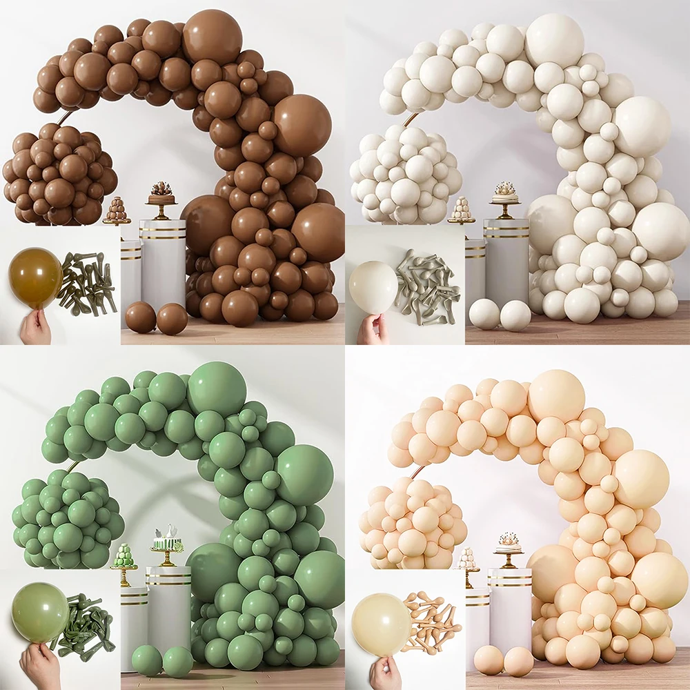 5/10/12/18inch Retro Brown Balloon Sand White Sage Green Skin Ballon Baby Shower Birthday Party Decoration Wedding Decor Globos