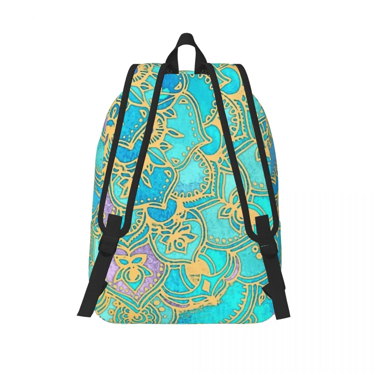 Sapphire & Jade Stained Glass Mandalas Student Backpack School Bag Hiking Travel Daypack Men Women Fashion Bookbag Shoulder Bags