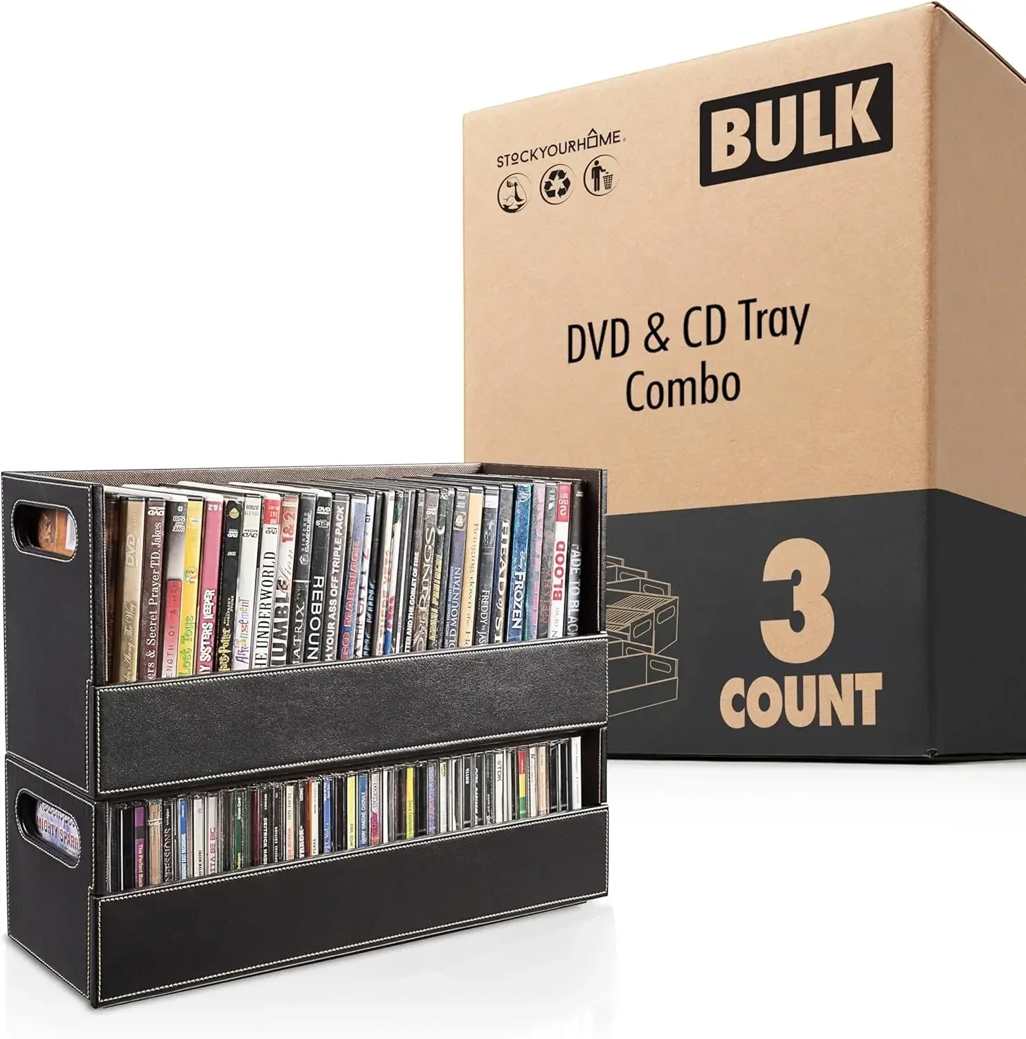 Stock Your Home DVD and CD Storage Box, Movie Shelf Organizer for Blu ray Video Game Cases CDs and VHS, Display Stand Holds up t