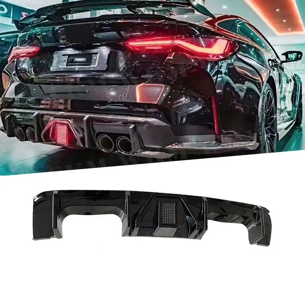 

Dry Carbon Fiber Rear Diffuser Lip Spoiler with LED Light Bodykits for BMW 3 4 Series G80 M3 G82 G83 M4 2021+ Bumper Lip Guard