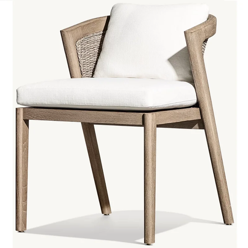 حبل خشب الساج الصلب الفاخر الحديث، وطاولة طعام وكراسي ملونة خارجية