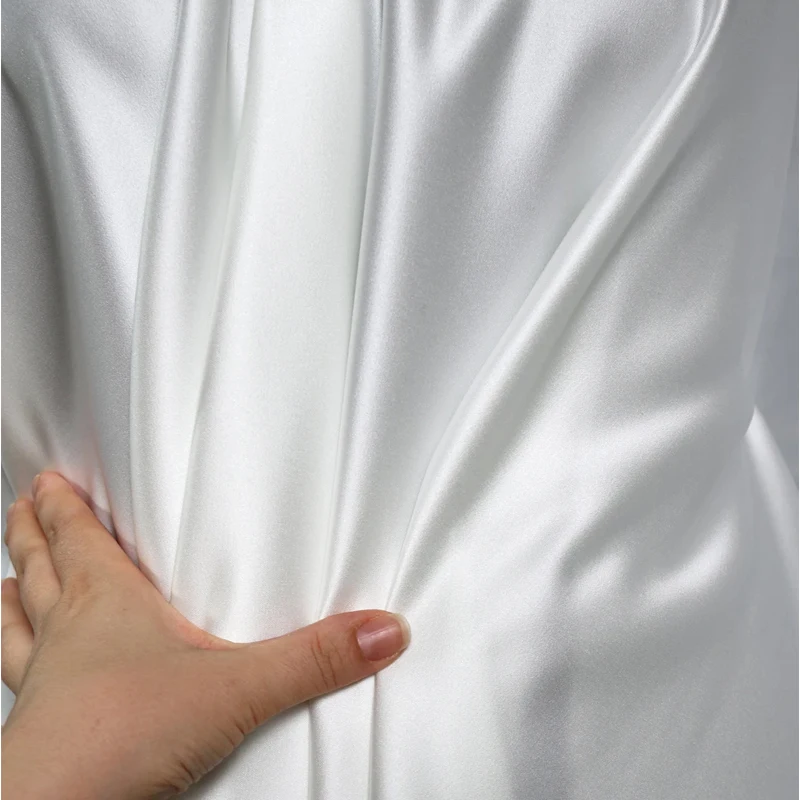 White High Quality Soft Thick Satin Fabric for Bridal Wedding Dress Satin Evening Formal Dress Material DIY Sewing