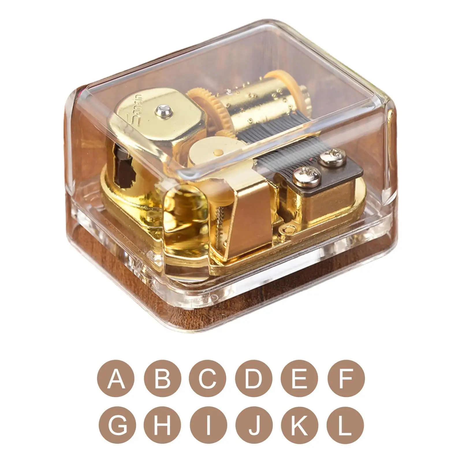 Music Box Acrylic Mechanism Unique with Gold Plating Movement in for Wedding