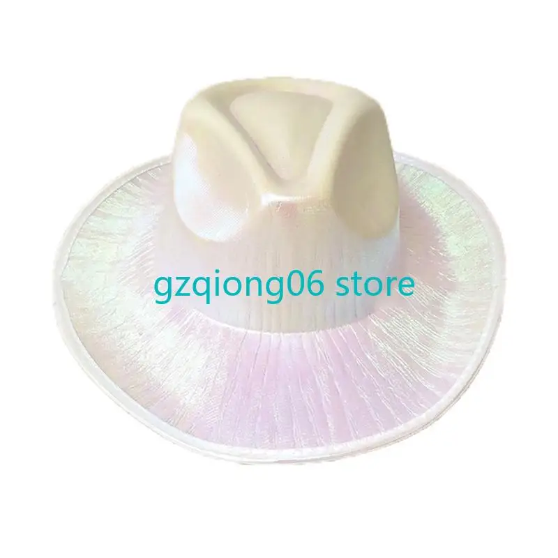 

K3NF Шляпа-ковбойша Фетровая шляпа принцессы с голографическим блеском для нарядных вечеринок