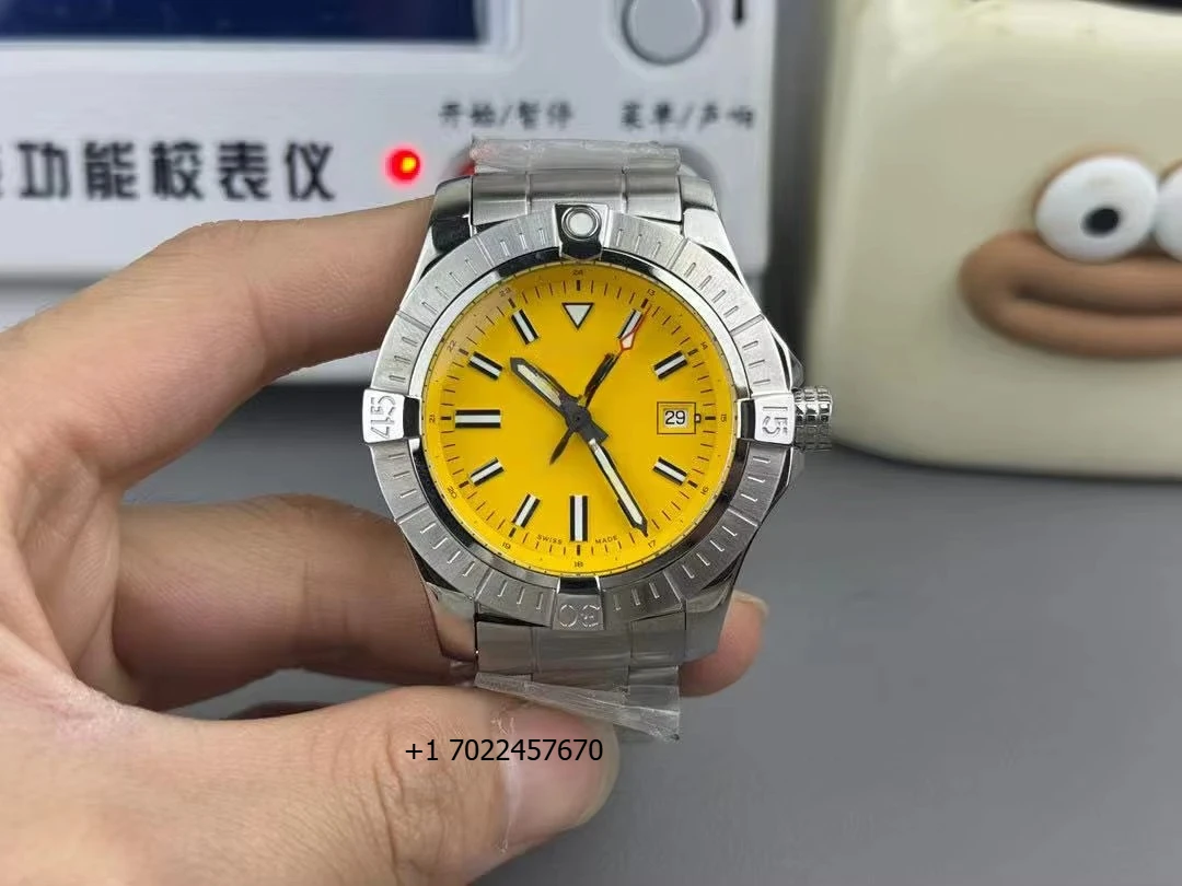 

Eternal Platinum Yellow Dial Aviation Luxury Business Sports Casual Chronograph Date Display Automatic Mechanical Watch for Men