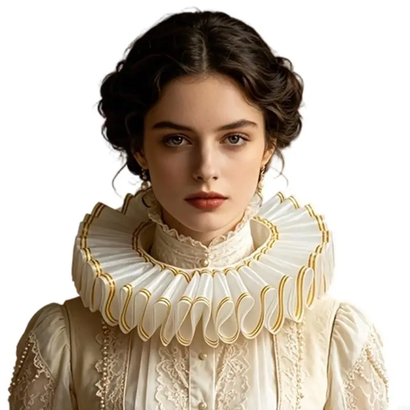 Ruffle False Collar Neck Accessory for Tops Dresses and Photo Styling 6XDA