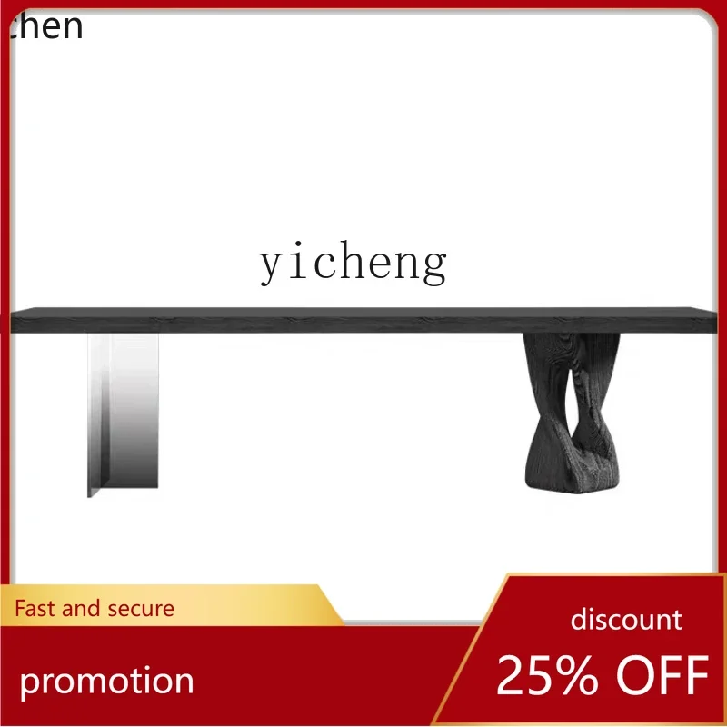 ZMLlog tea table solid wood suspension table tea table tea room guest home integration