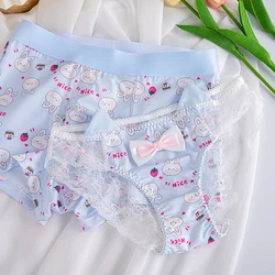 Sweet Rabbit Printed Lolita Couple Underwear One Male And One Female Sexy Pure Desire Cute Cartoon Lace Transparent Panties